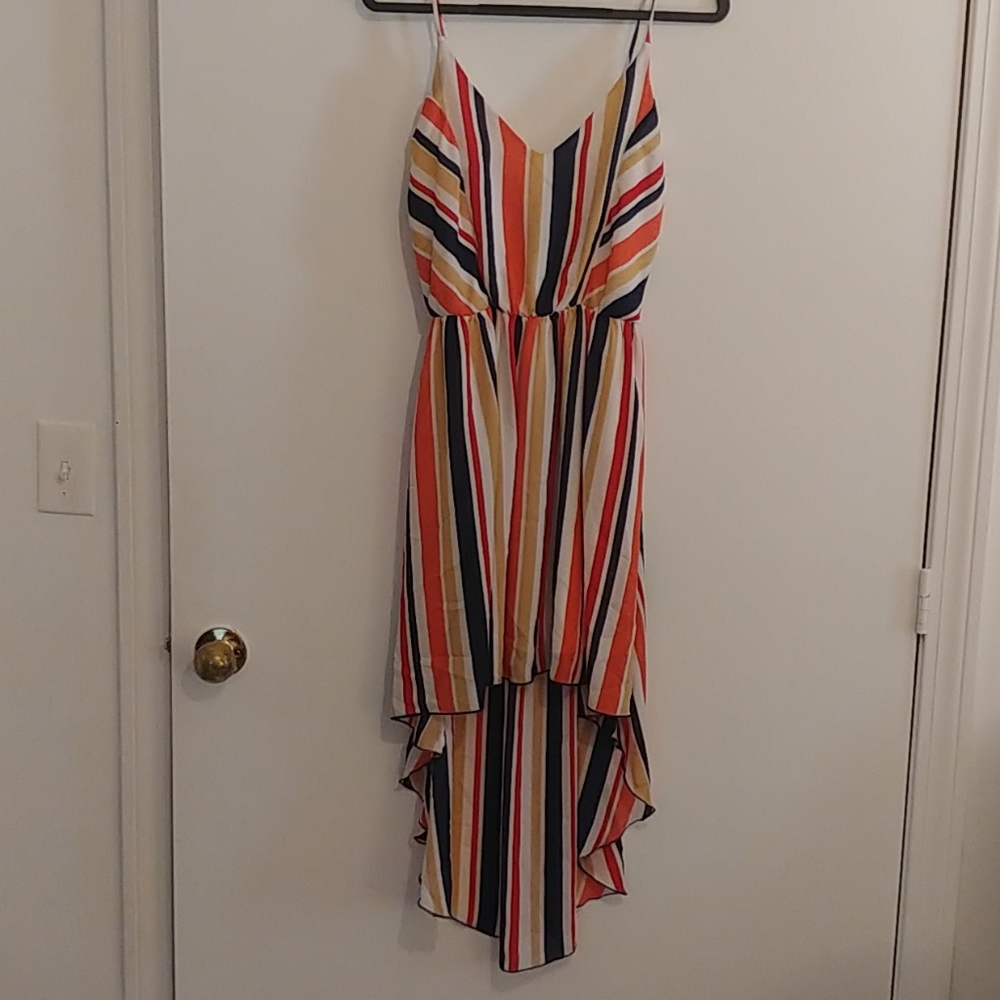 Striped high-low dress